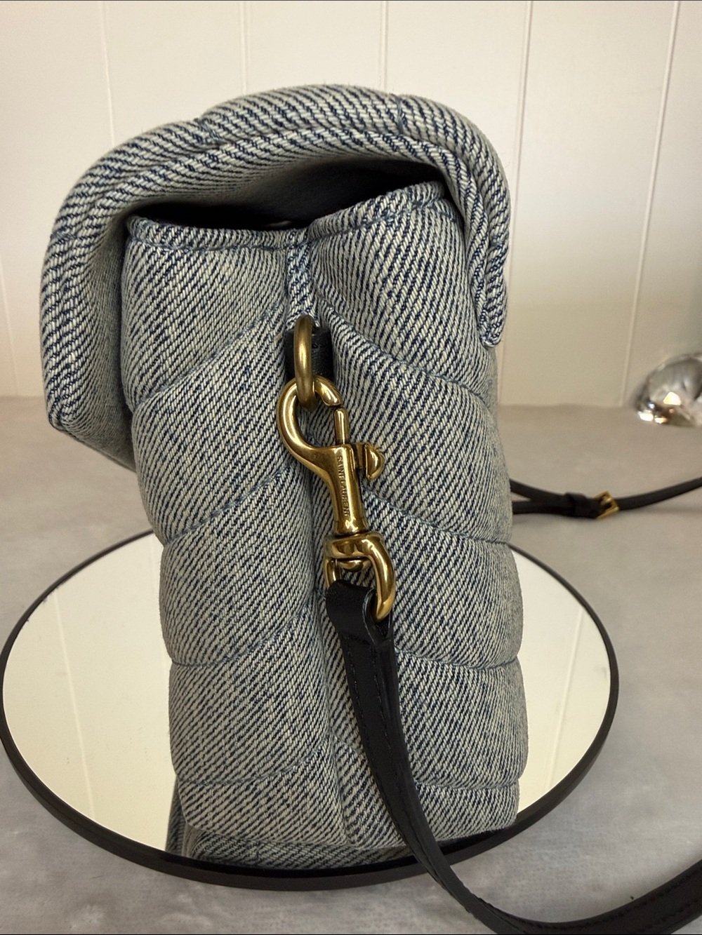 Saint Laurent Loulou Puffer Y Quilted Toy Blue Denim NWT Crossbody Italy COA - Picture 8 of 14